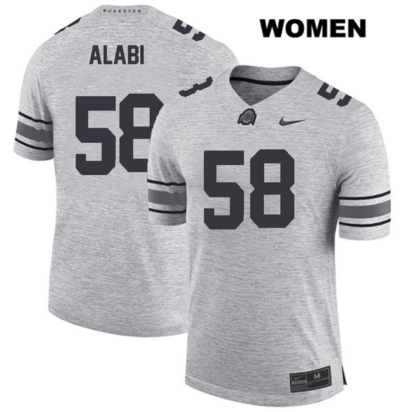 Ohio State Buckeyes Women's Joshua Alabi #58 Gray Authentic Nike College NCAA Stitched Football Jersey LG19P18NJ